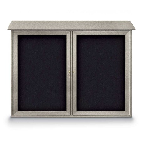 United Visual Products Indoor Enclosed Combo Board, 48"x36", Satin Frame/Black Porc & Amethyst UVCB4836-BLKPORC-AMETHY